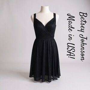 Vintage Betsey Johnson Black Lace Fit & Flare Dress Size 2 WhimsiGoth Party Prom